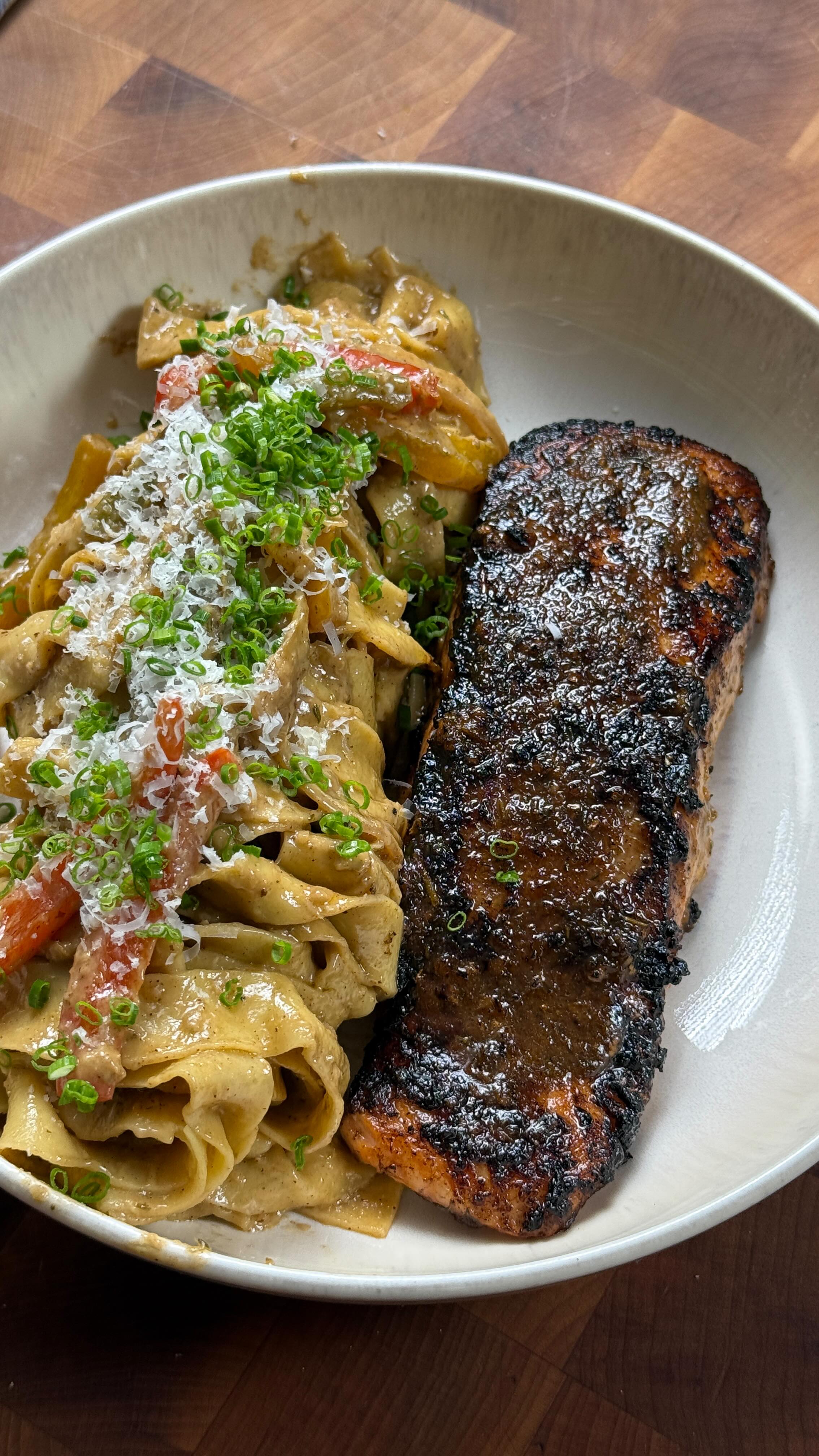 Salmon Rasta pasta. Full recipe is up on my website–link in bio. Rasta ...