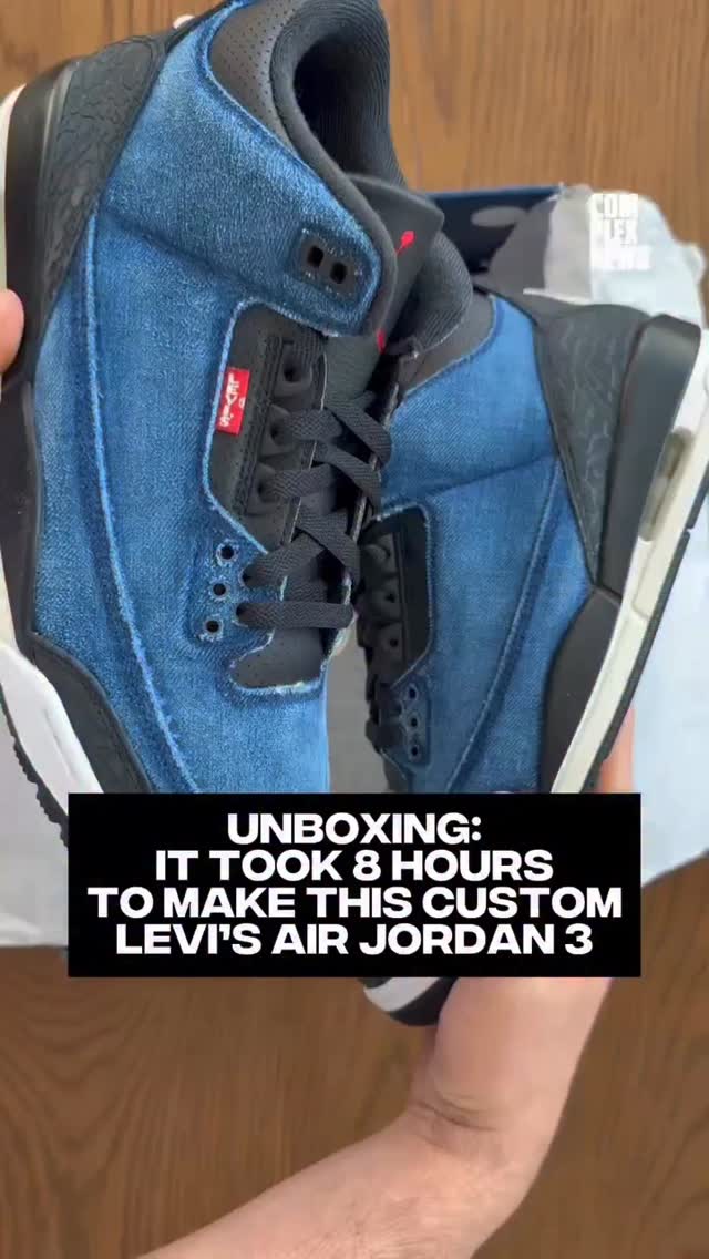 Here's a detailed look at a custom Levi's Air Jordan 3 done by