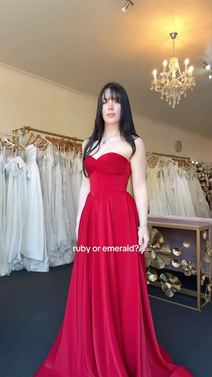 formal dresses central coast nsw The beautiful brushed satin CARLY ballgown by Tania Olsen Designs ! Would you pick ruby or emerald? ♥️, #centralcoast #formaldress #formal #dressshopping #ballgown | Willow & White Bridal and Sheath/Column prom dresses