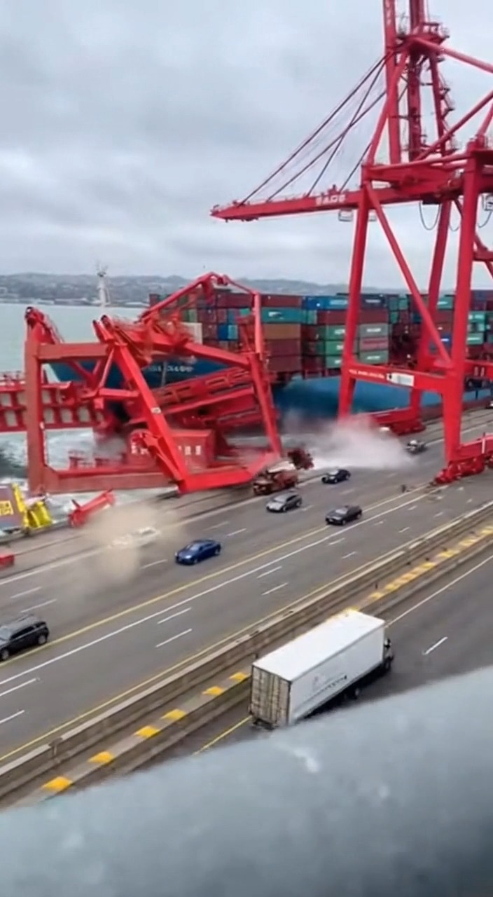 Cargo Ship Topples Massive Harbor Crane Busan, South Korea — May 12 ...