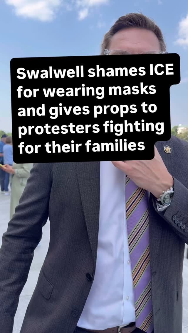 We asked Rep. Eric Swalwell (D-CA) about ICE agents wearing masks and ...