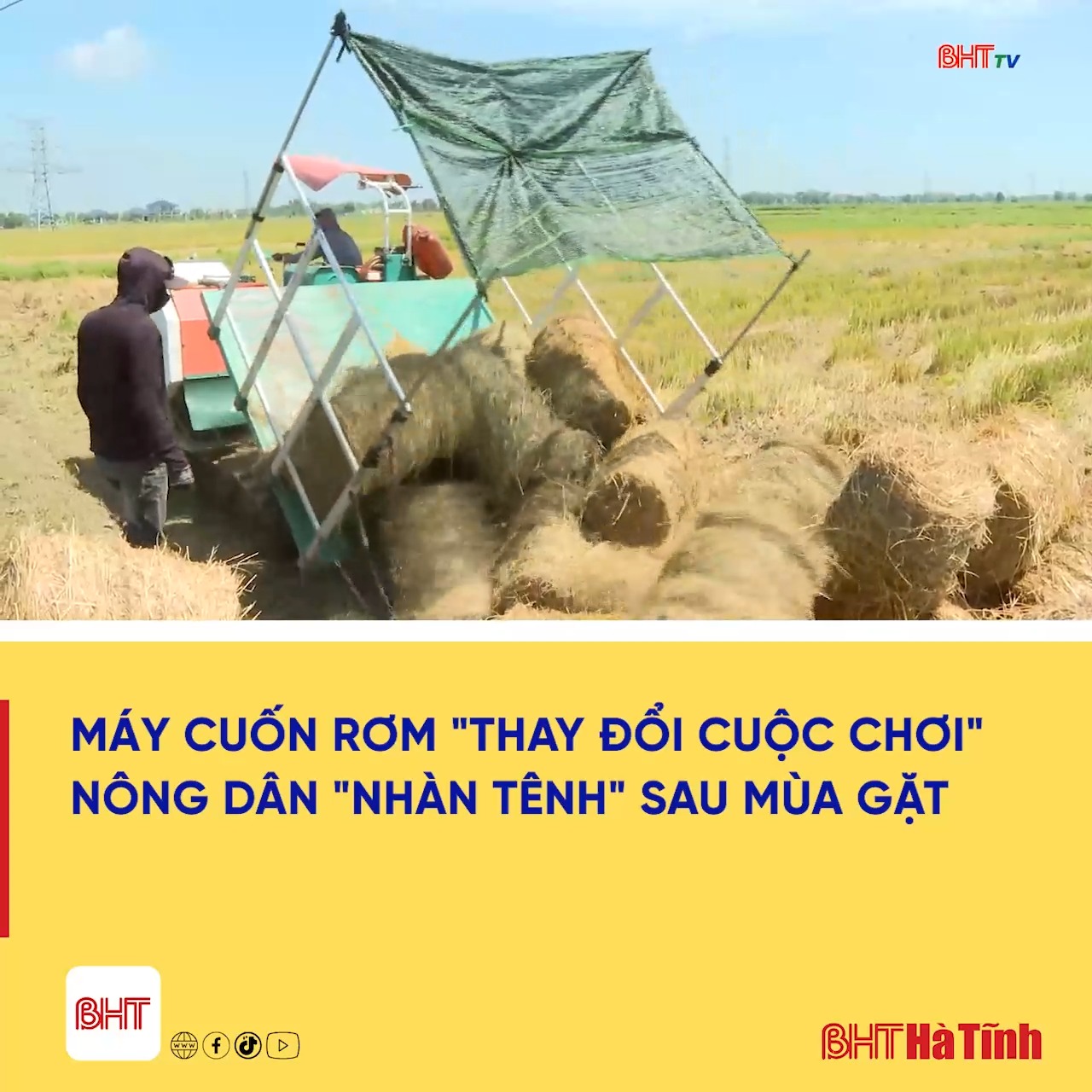 Việc thu gom rơm bằng máy không chỉ giảm được công lao động mà còn là ...