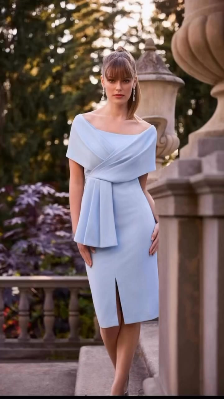 Summer wedding ? Enjoy this Frank Lyman knee-length sheath dress, perfect for formal and semi-formal occasions. This elegant piece features an off-shoulder neckline and puff-sleeve design, paired with 