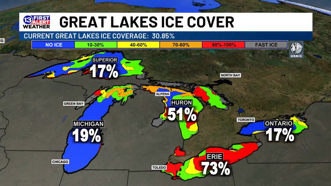 ICE COVERAGE UPDATE: Ice sheets continue to melt and break up across ...