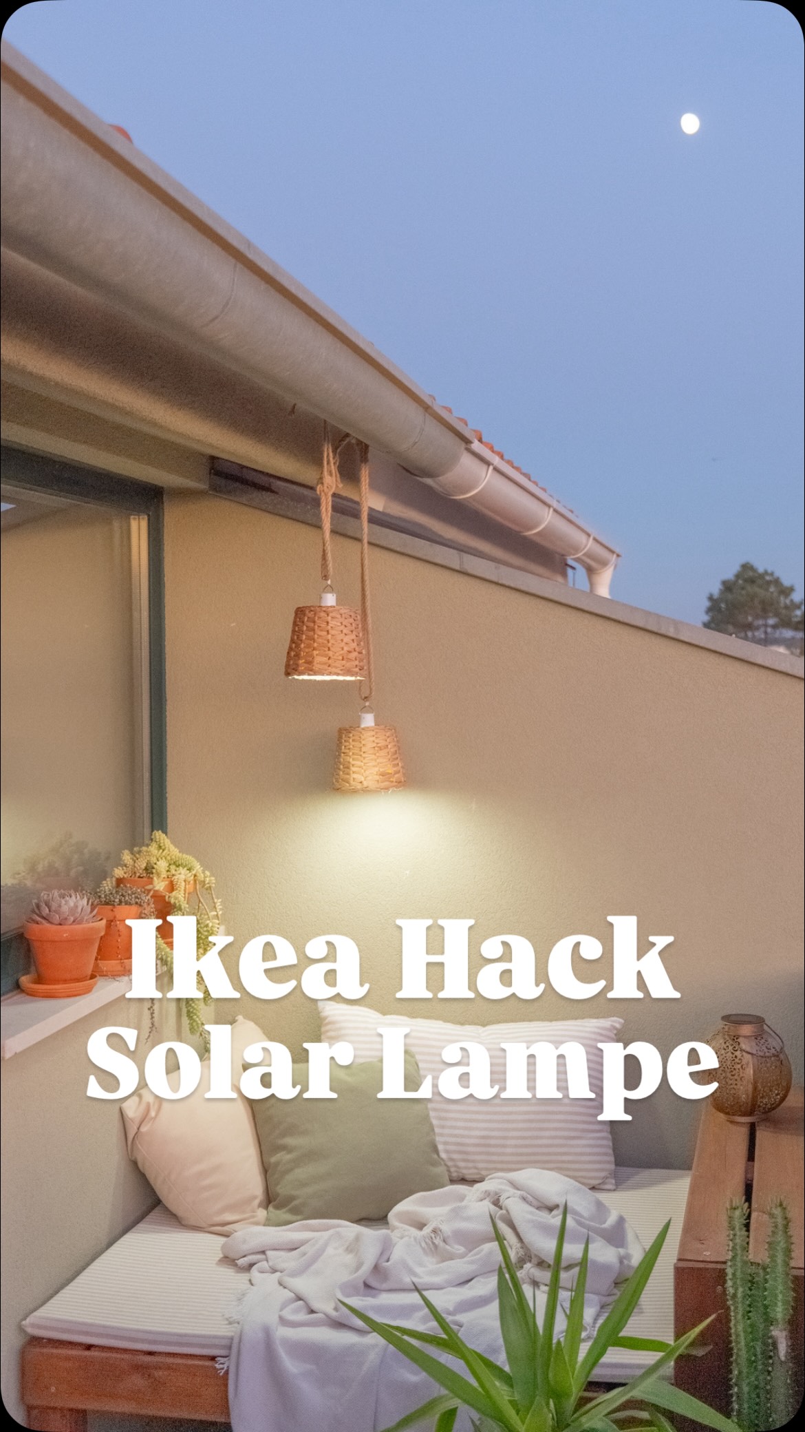 Ikea Hack Outdoor Solar Lampe ✨ (Werbung), ➡️ Kommentiert mit „Link“ und ich schicke euch die Liste mit allen verwendeten Produkten zu ✉️ 😊️, Die Glühbirnen müssen übrigens nicht dauerhaft mit dem