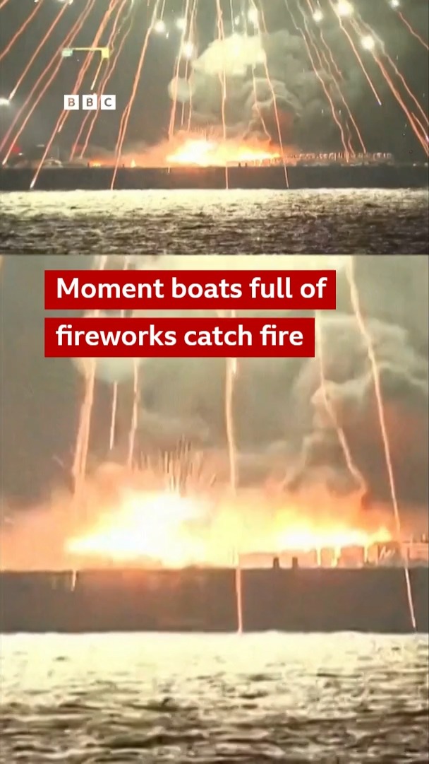 Watch the moment boats full of fireworks catch fire in Japan. 🎧 How to ...
