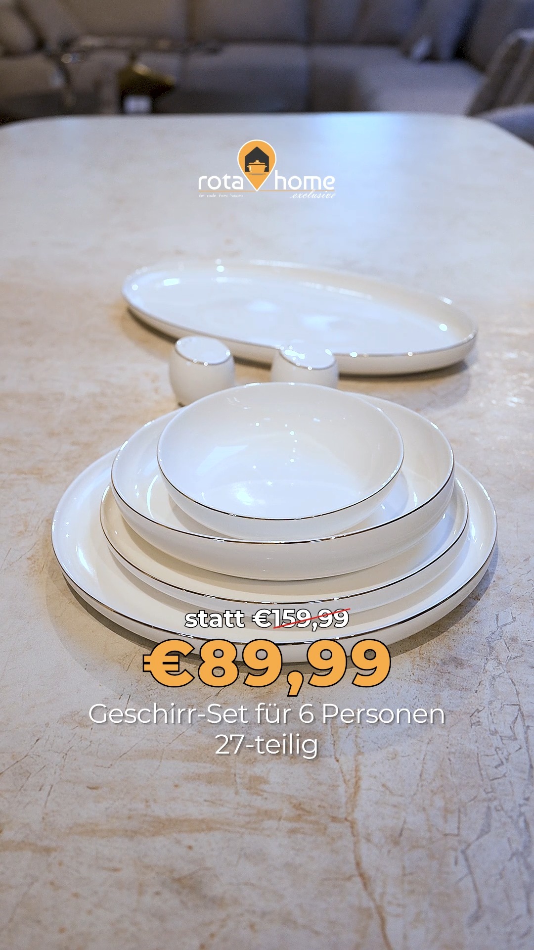 AKTION 🔈 Das 27-teilige Geschirr-Set bei Rota Home kostet nur €89,99 statt €159,99! Verpassen Sie den Rabatt nicht! *Solange der Vorrat reicht!, 📌Unsere Filialen:, Simmeringer Hauptstraße 99, 1110