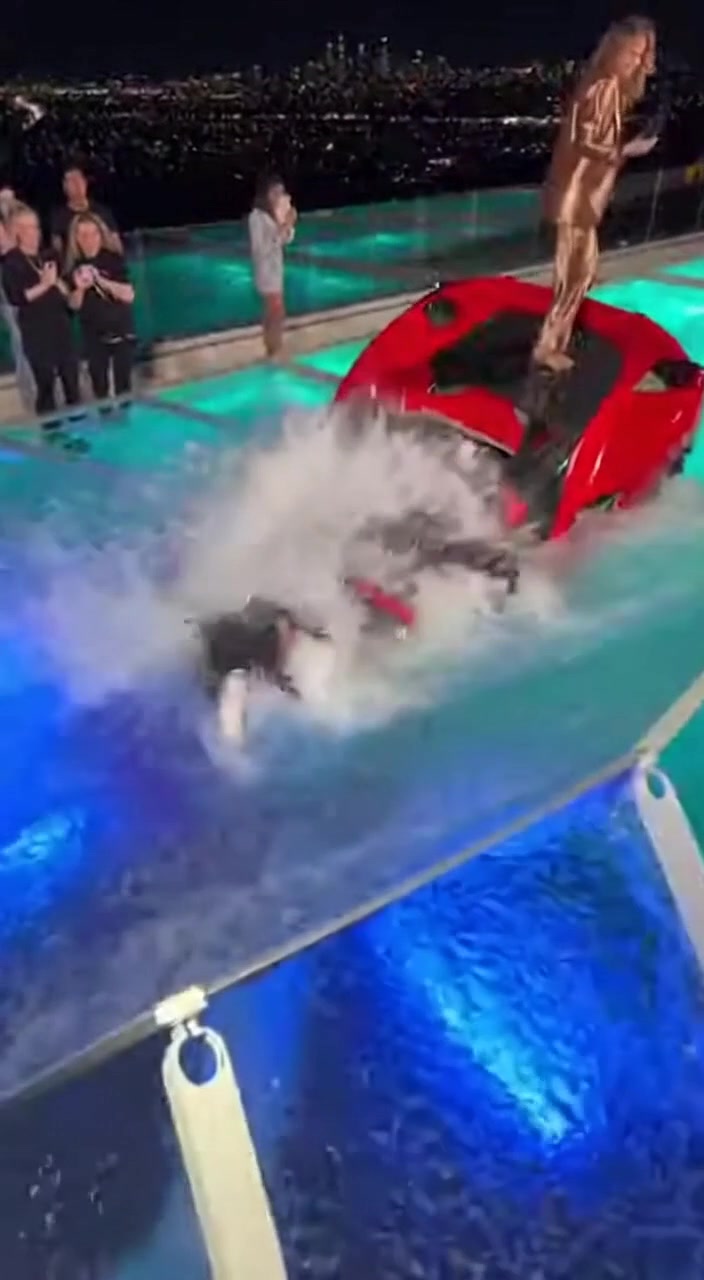 Ferrari on Glass Floor Falls into Swimming Pool 🏎️🏊‍♂️ #hollywood # ...