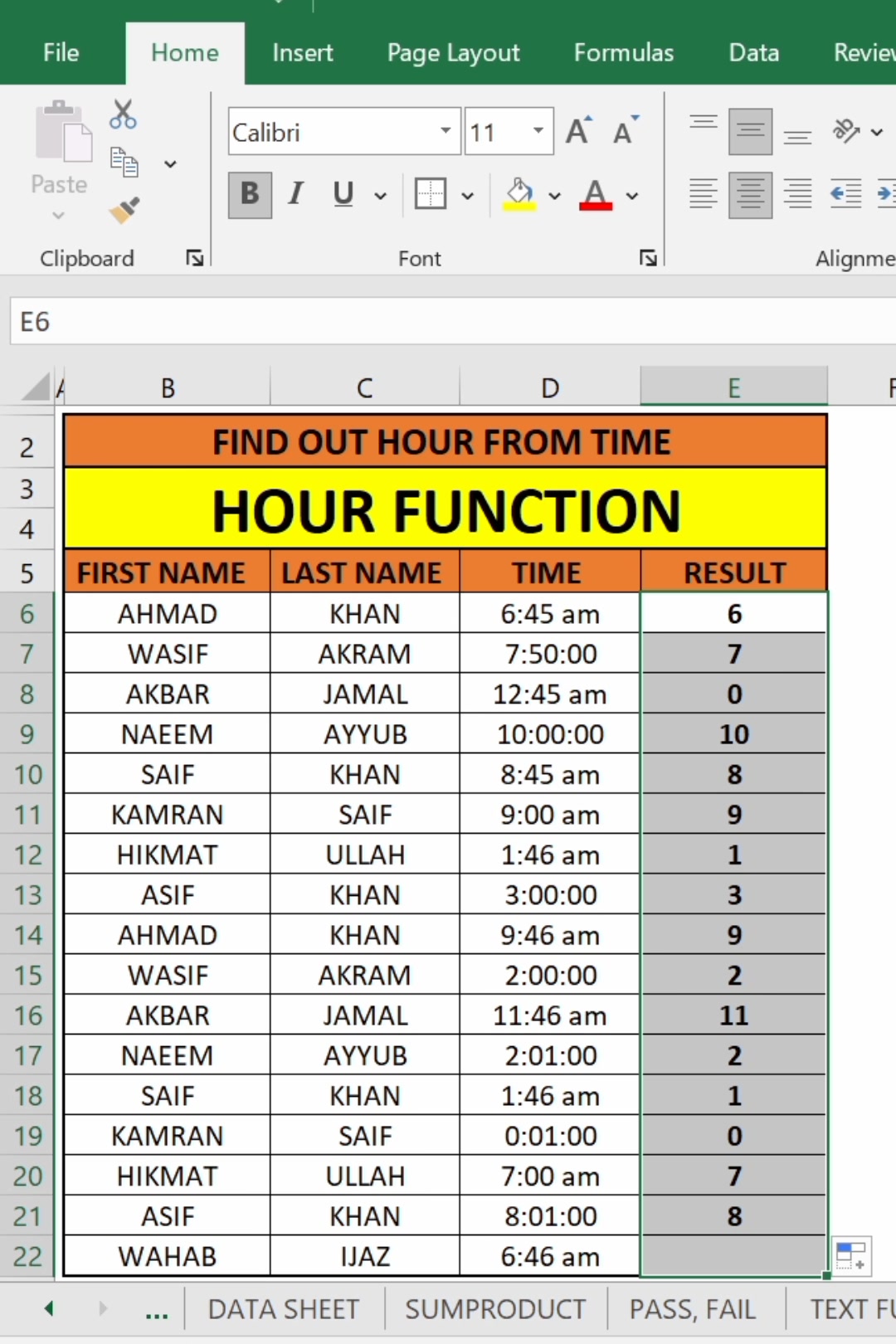 MS Excel HOUR Function. Find Hour from Time | Excel with Hashmat | Facebook
