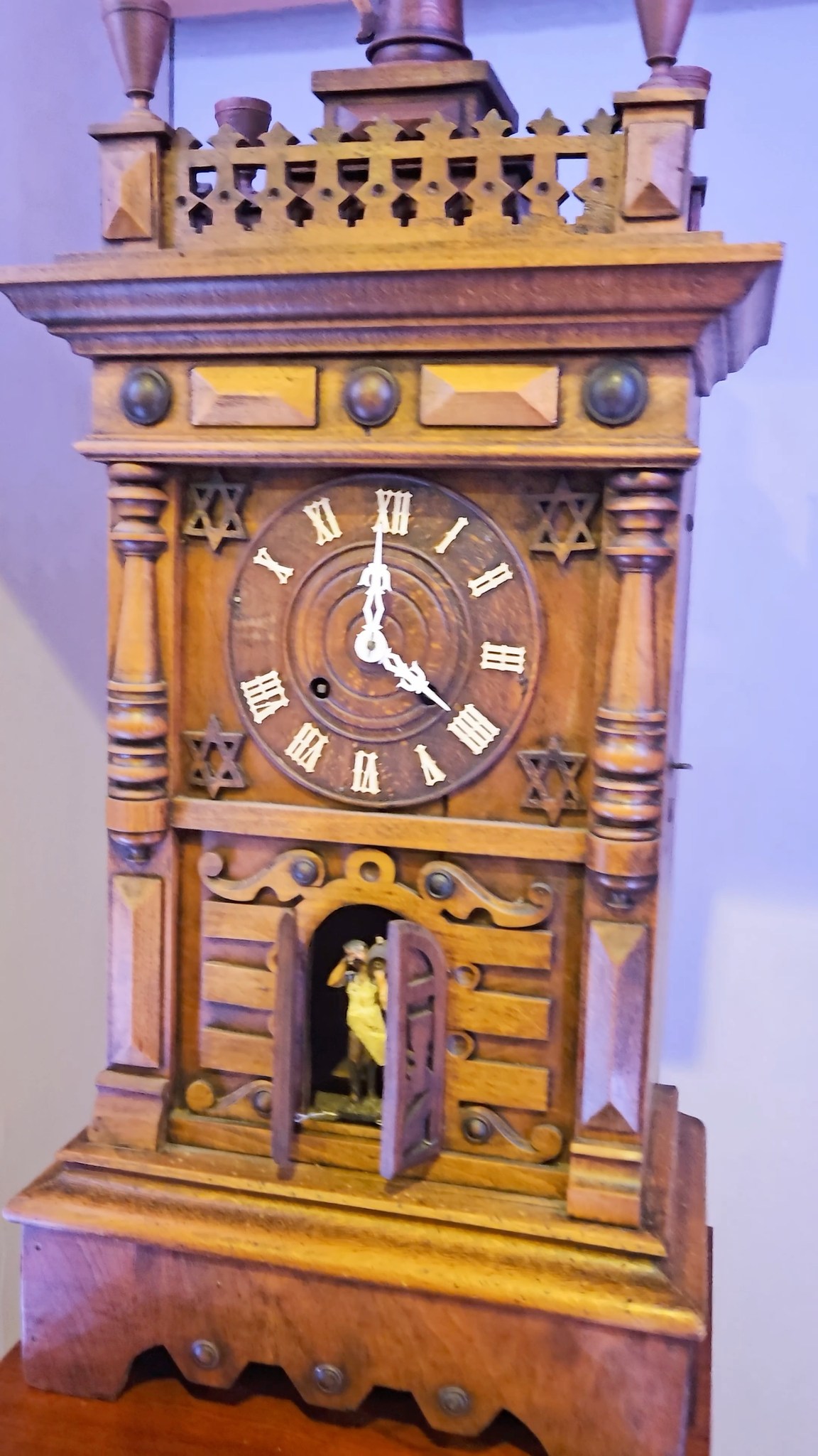 Antique black forest trumpeter clock by Gordian Hettich Sohn