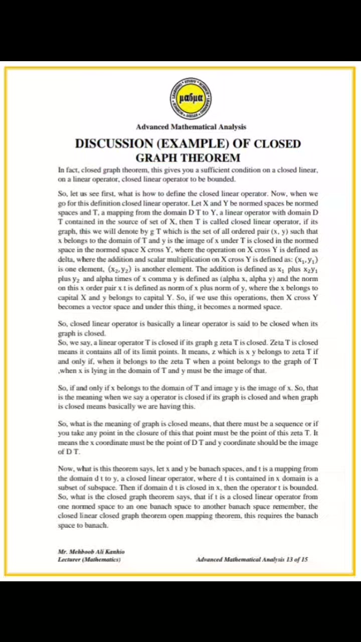 💢 Discussion (Example) of Closed Graph Theorem 💢 (Advanced Mathematical ...