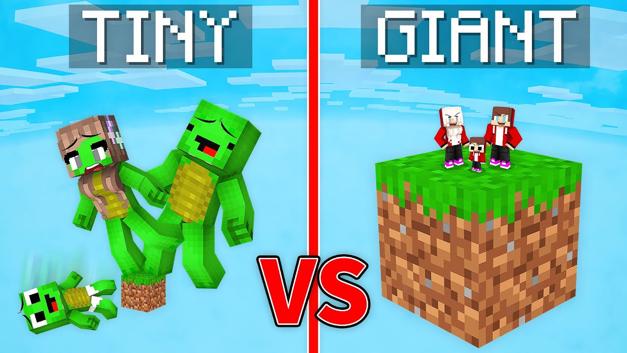 Mikey Family TINY vs JJ Family GIANT One Block Battle in Minecraft ...