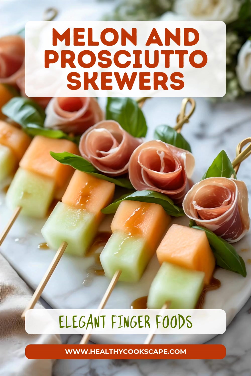 Prosciutto and Melon Skewers Get full recipe 👇🏻💬 Juicy melon wrapped in ...
