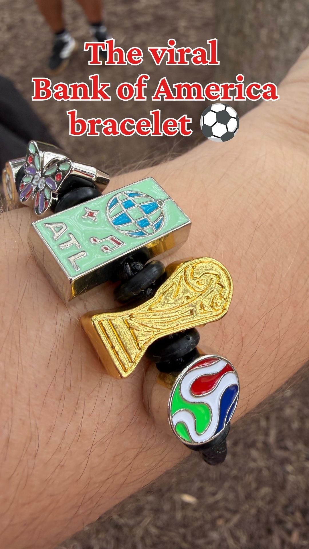 World Cup 2026 fan collecting Bank of America bracelets