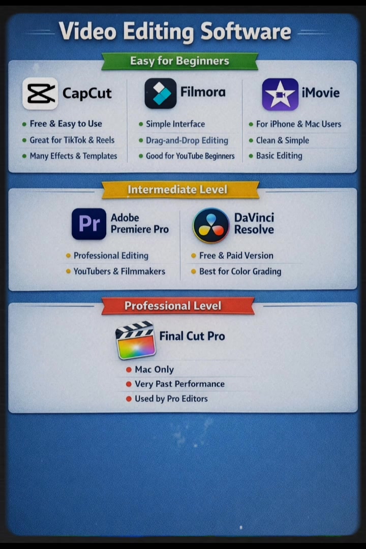 🎬 Video Editing Software – Different Types & Uses 🟢 Beginner Level ...