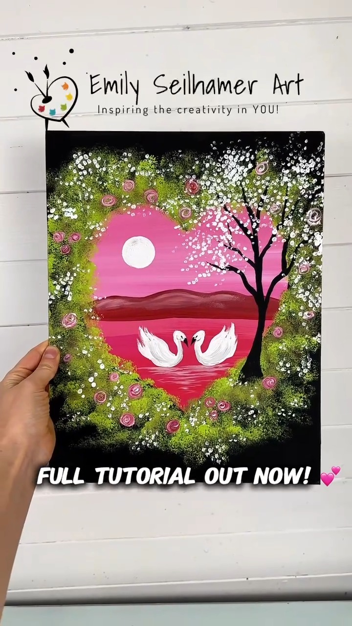 Heart landscape painting tutorial! 🎨🩷 #valentinesday #beginner # ...