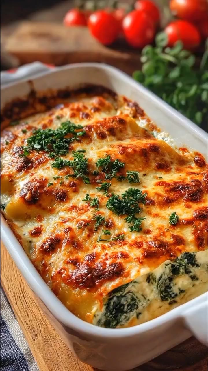 Spinach and ricotta canneloni Ingredients The Filling: Spinach: 1 lb ...