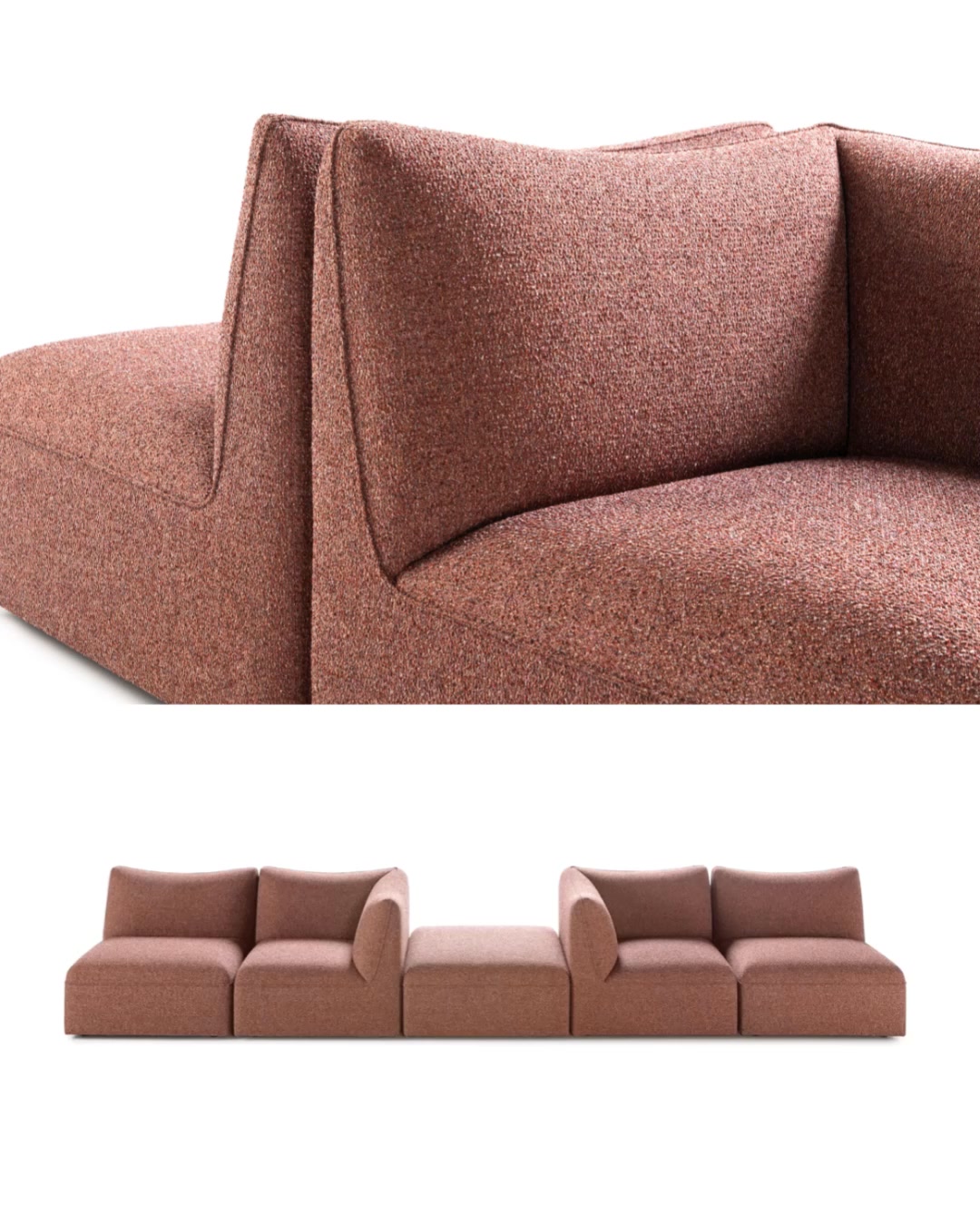Neu bei uns: Chablo von Pode, Das modulare Programm bietet Sitz- und Verbindungselemente, Chaiselongues und Fußhocker sowie drei ‚normale‘ Sofas (2,5-, 3- und 3,5-Sitzer)., Jedes Element hat die