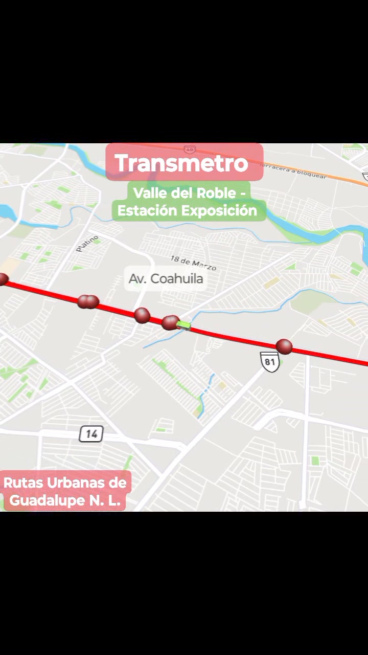 Recorrido Ruta Transmetro Valle del Roble - Exposición. Con transbordo ...