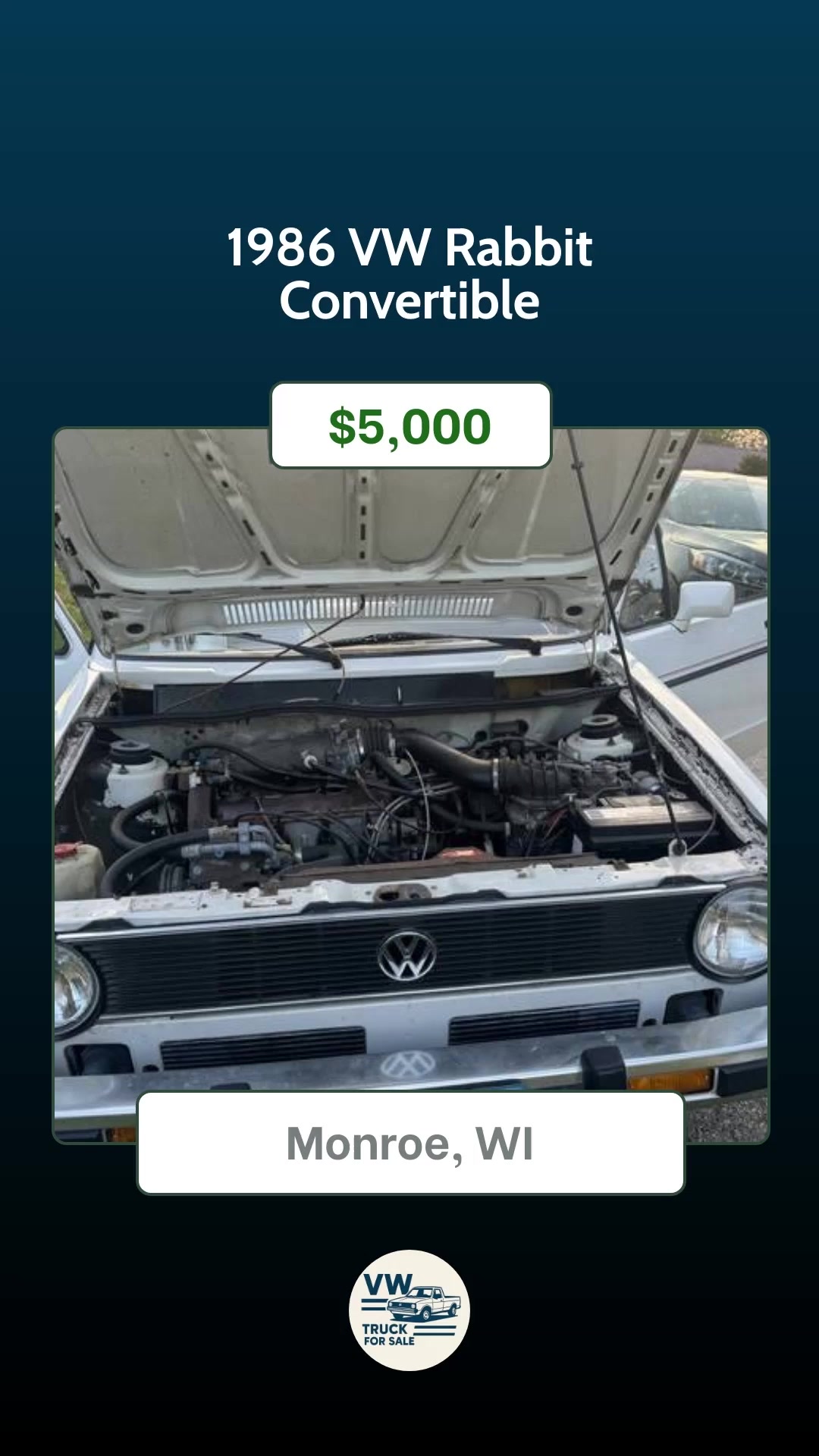 New Listings on VW Trucks For Sale! 1.) 1986 VW Rabbit Convertible ...