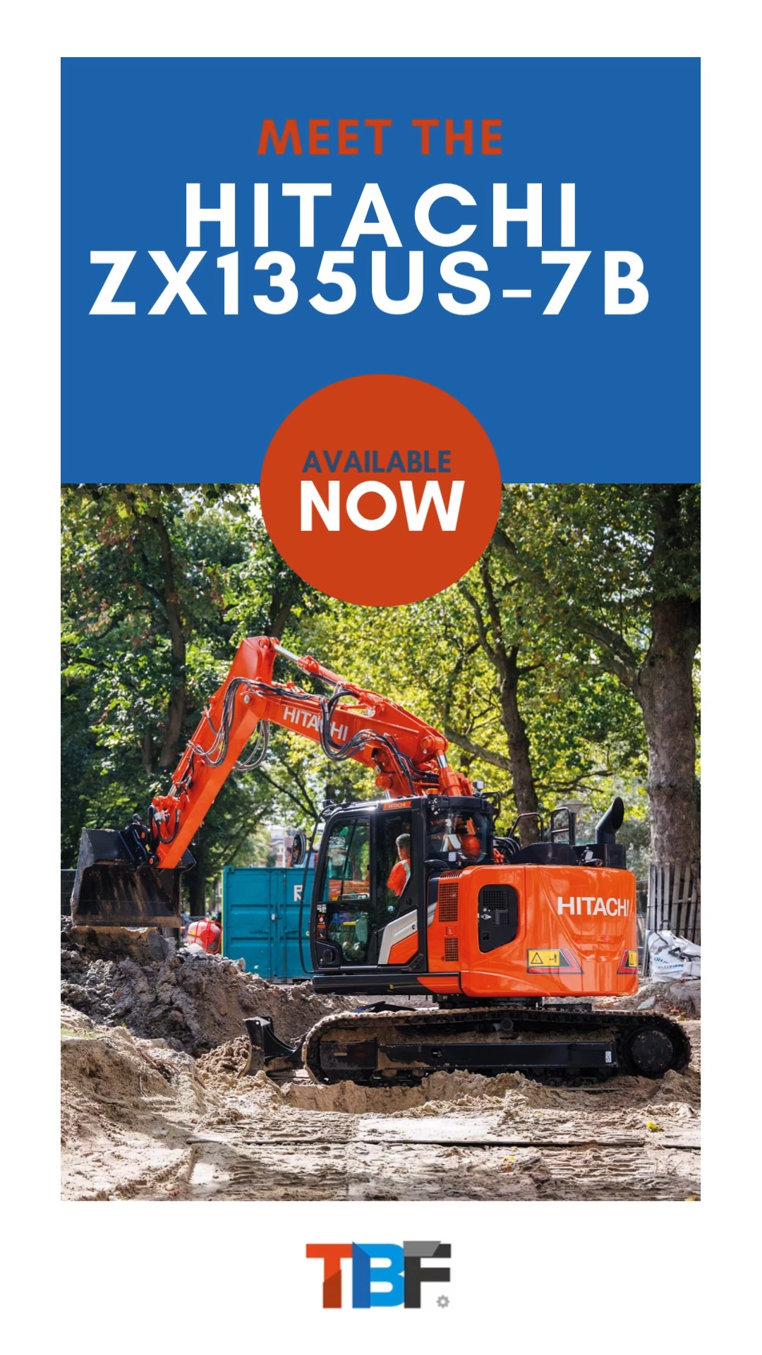 Working in tight urban spaces? 🏙️ The Hitachi ZX135US-7B