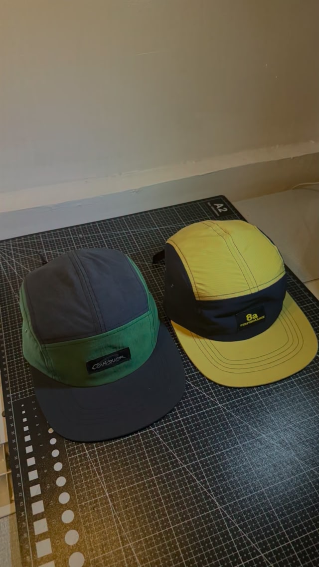 Two utility shorts reworked into two solid five panel caps built for ...