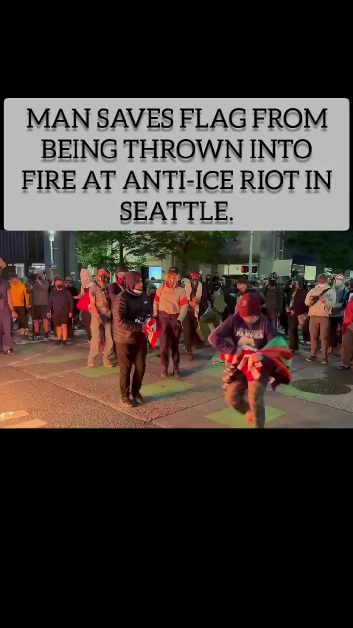 Man saves a flag from the fire in the Seattle riots. To some it's just ...