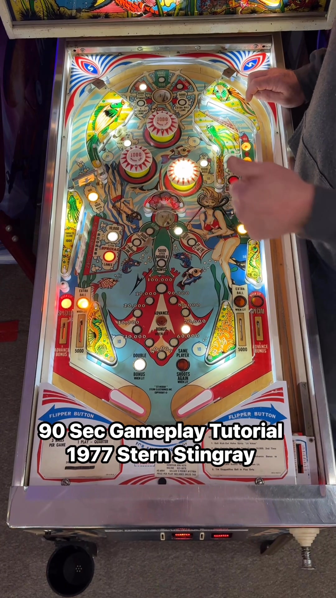 90 Second Gameplay Tutorial for 1977 Stern Stingray Pinball Machine! If ...