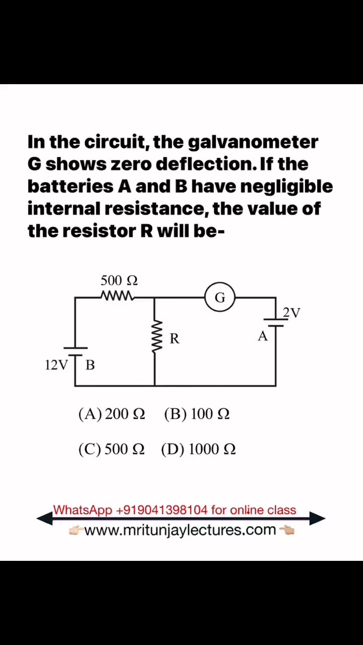In the circuit, the galvanometer G... - Mritunjay Lectures | Facebook
