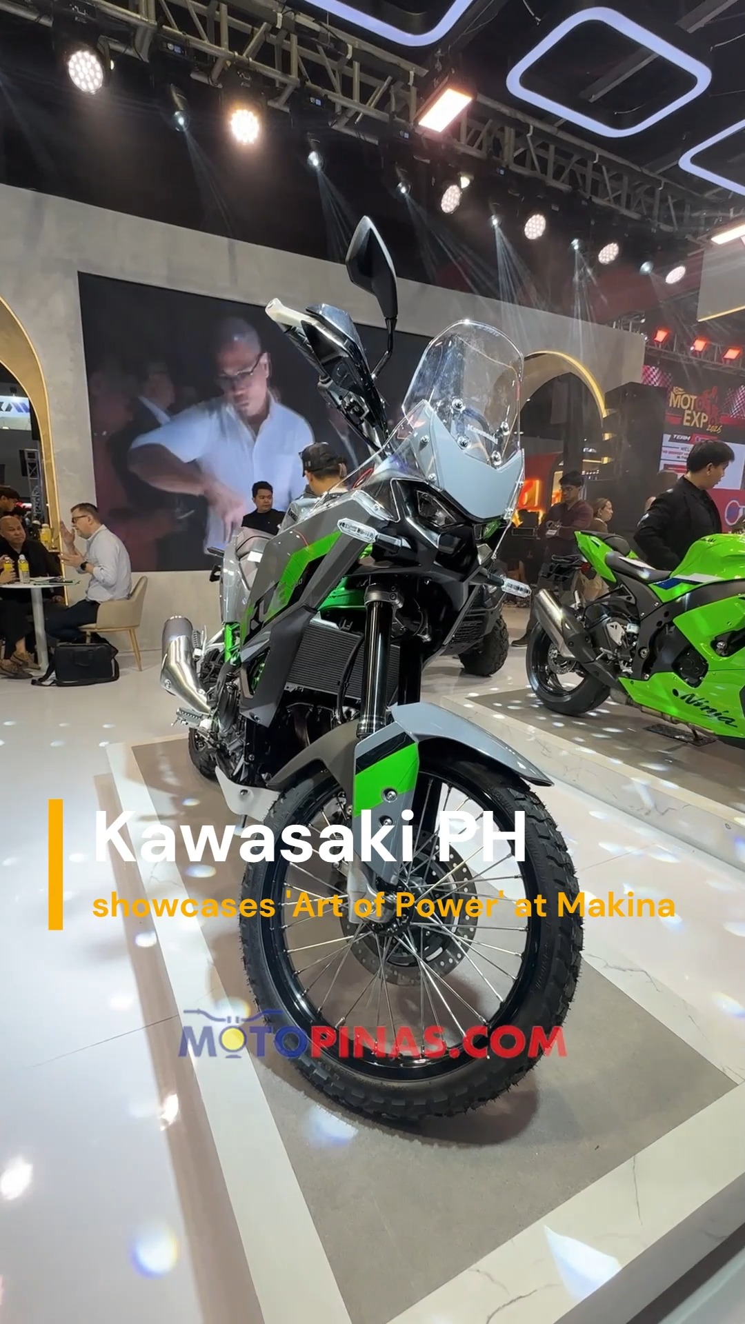 Kawasaki's 'Art of Power' showcased the #KLE500SE, #ZX10R, and the