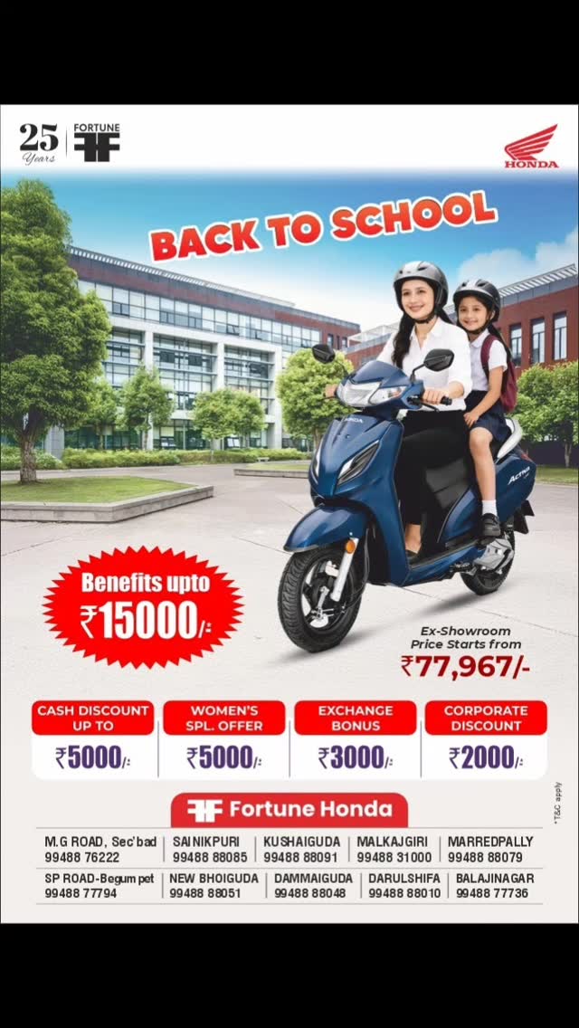 Bring home your new ride with benefits up to ₹15,000*. Enjoy cash