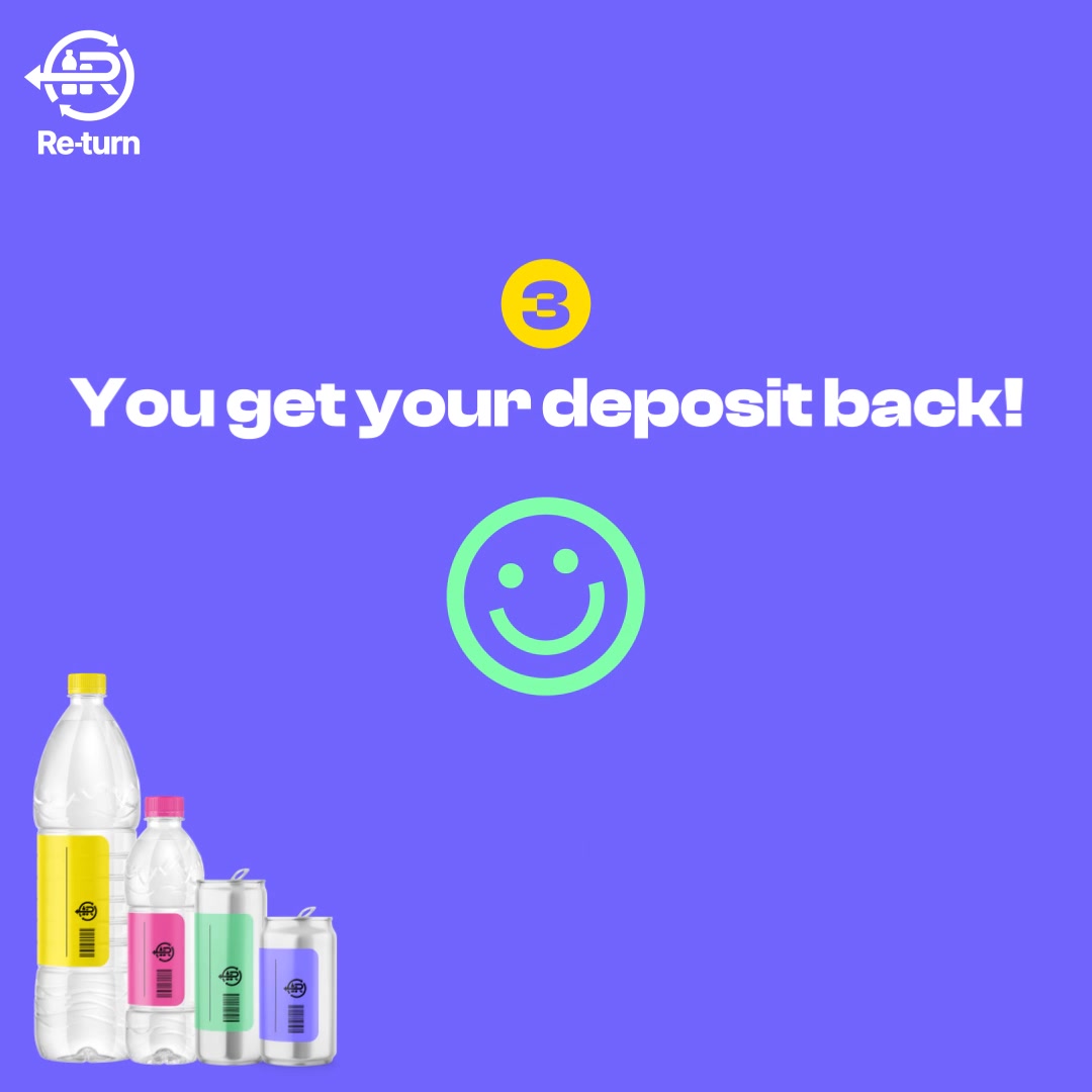 Aside from getting your deposit back, returning your plastic bottles and cans to a deposit return point is better than putting them in your recycling bin because:, ➝ higher quality of recyclate is 