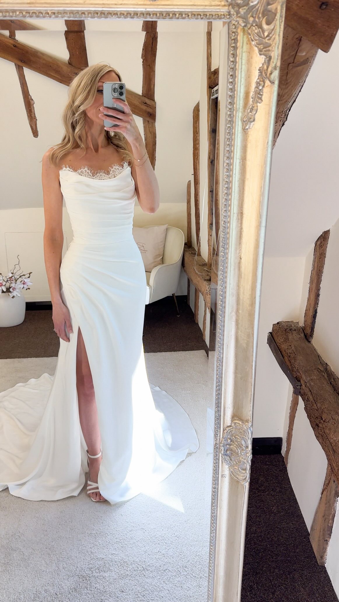 An extremely flattering dress even for me with a small chest. And it will look stunning on every body shape in my opinion., What do you think of this style? Would you choose it?, #suffolkbride , 
