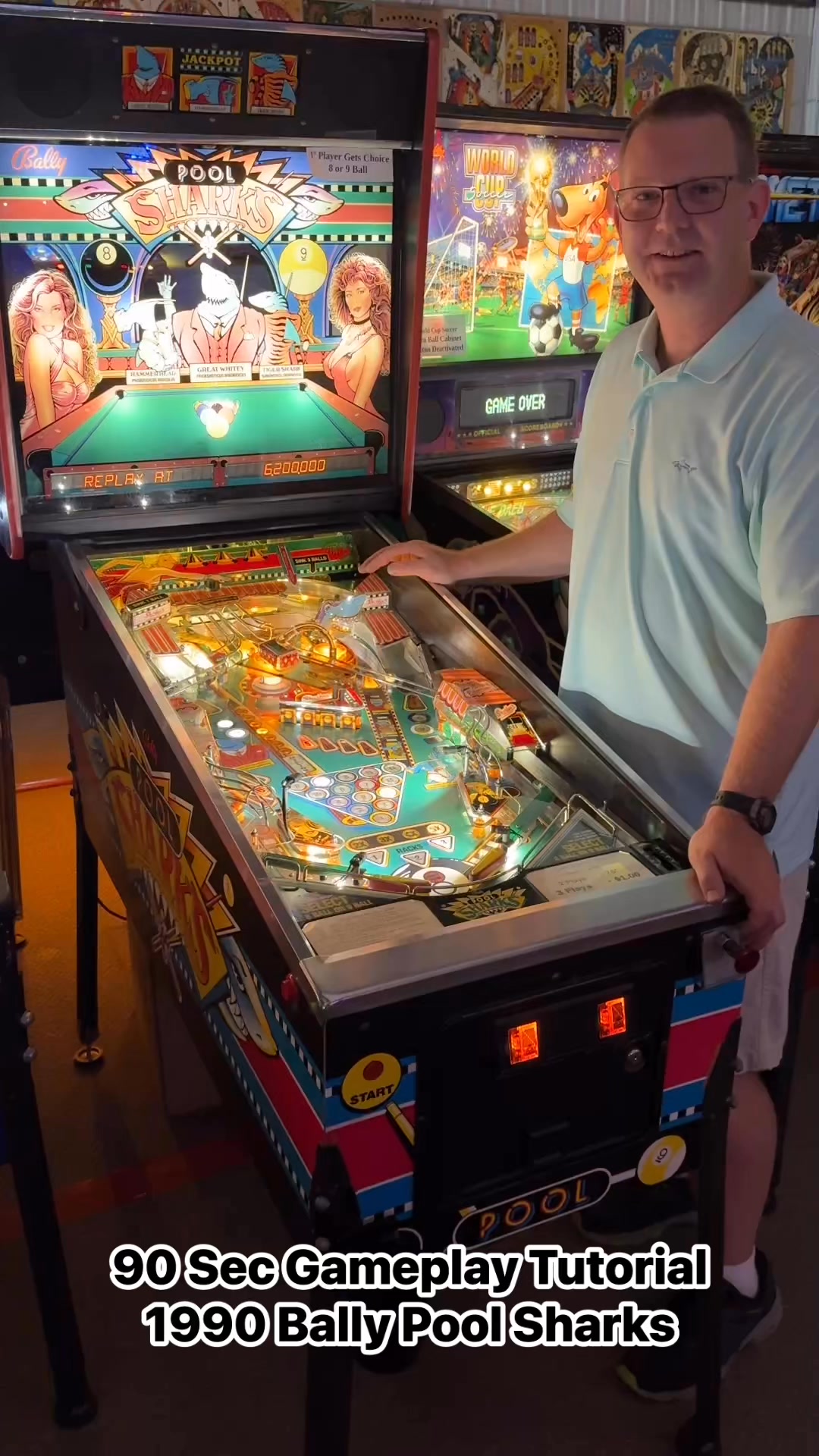 90 Second Gameplay Tutorial for 1990 Bally Pool Sharks Pinball Machine ...