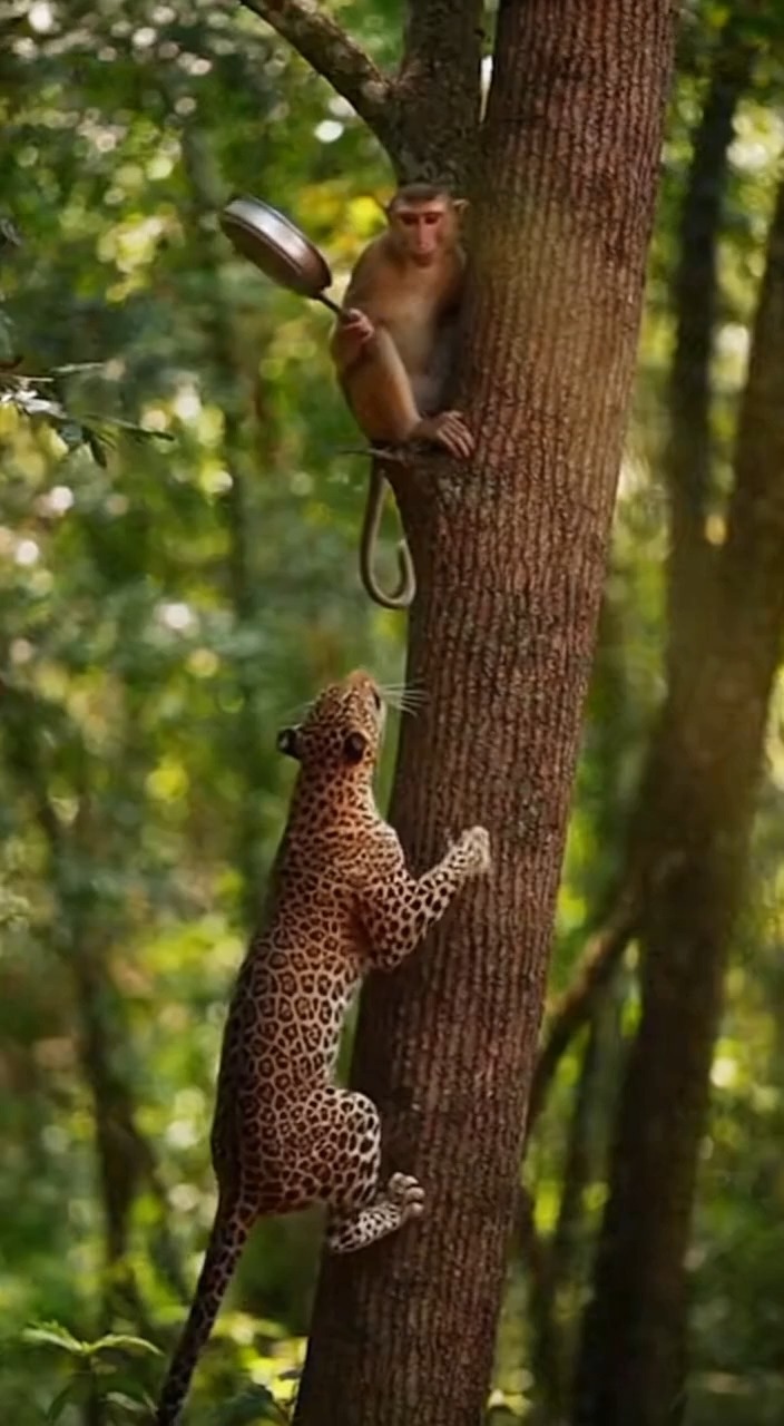 Leopard was afraid of Pan Thayt video made using AI just for fun # ...