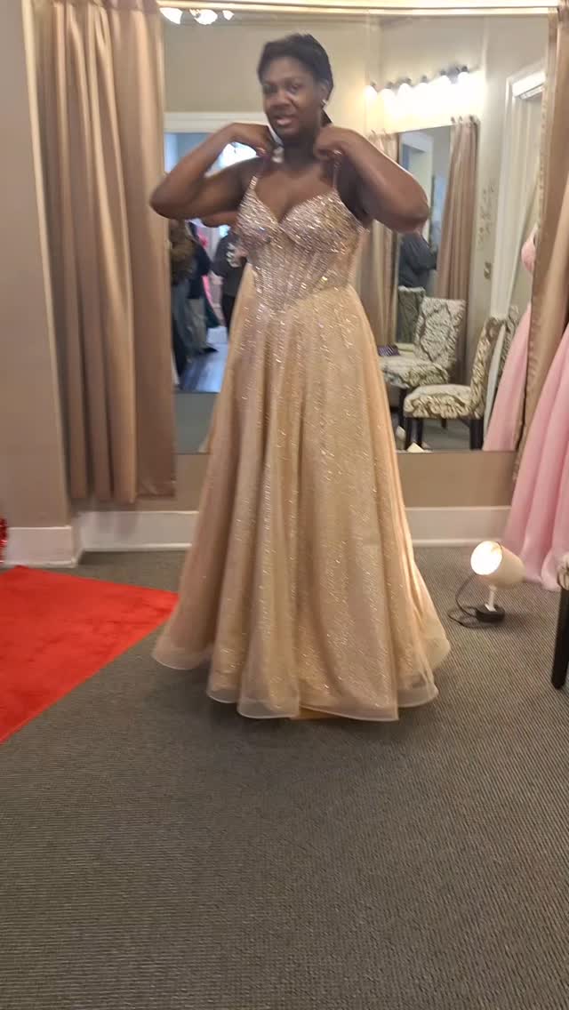 open lace back dress Adora Design 3174 Tiered A-Line Sequin Applique Formal Prom Gown main image 1