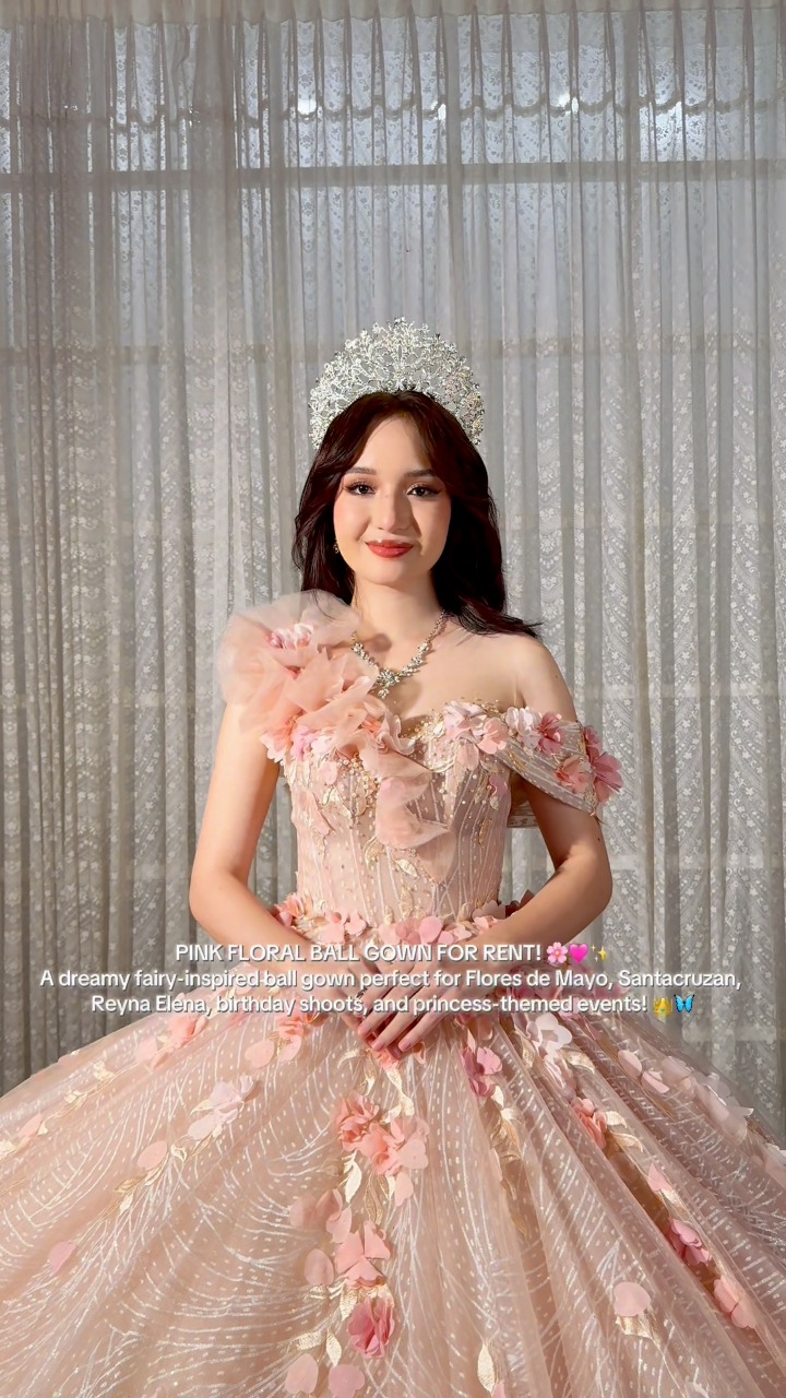 PINK FLORAL BALL GOWN FOR RENT! 🌸🩷✨, A dreamy fairy-inspired ball gown perfect for Flores de Mayo, Santacruzan, Reyna Elena, birthday shoots, and princess-themed events! 👑🦋, Feel like a real-life 
