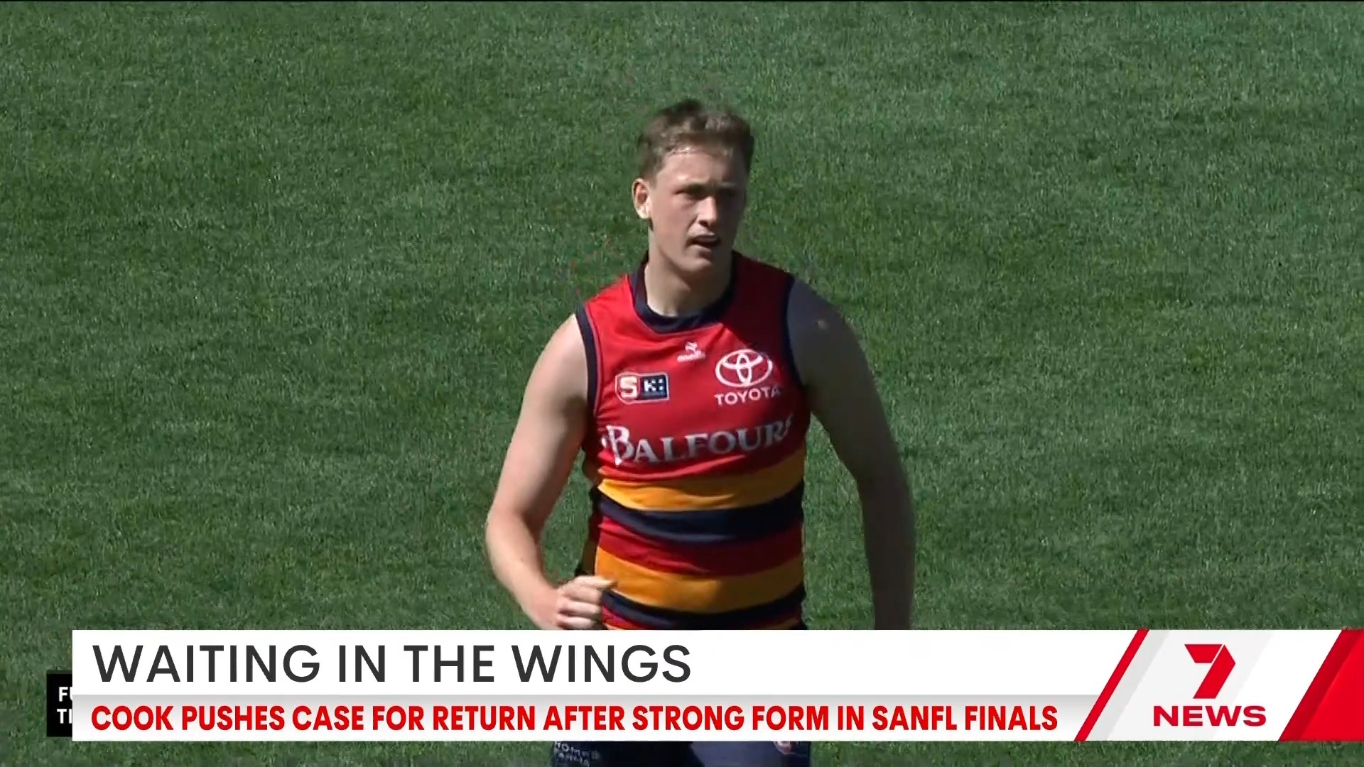 Crows forward Brayden Cook has told 7NEWS he is ready to go if called ...