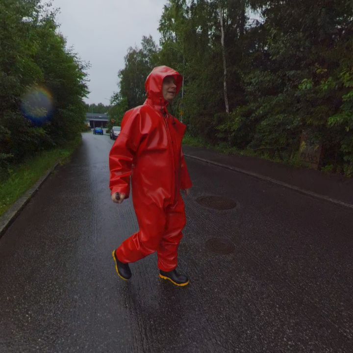 Having some fresh air in my red Opalo Extreme Coverall #rainwear