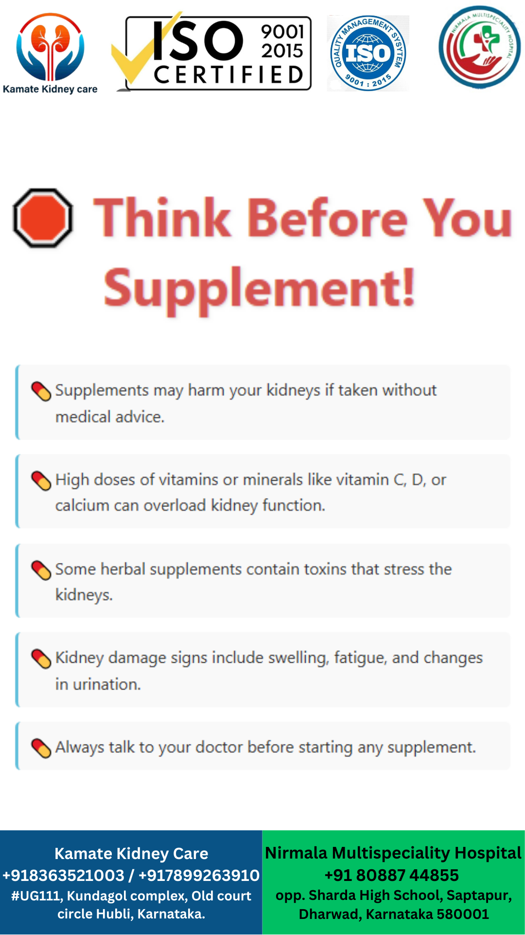 Some nutritional supplements can injure your kidneys