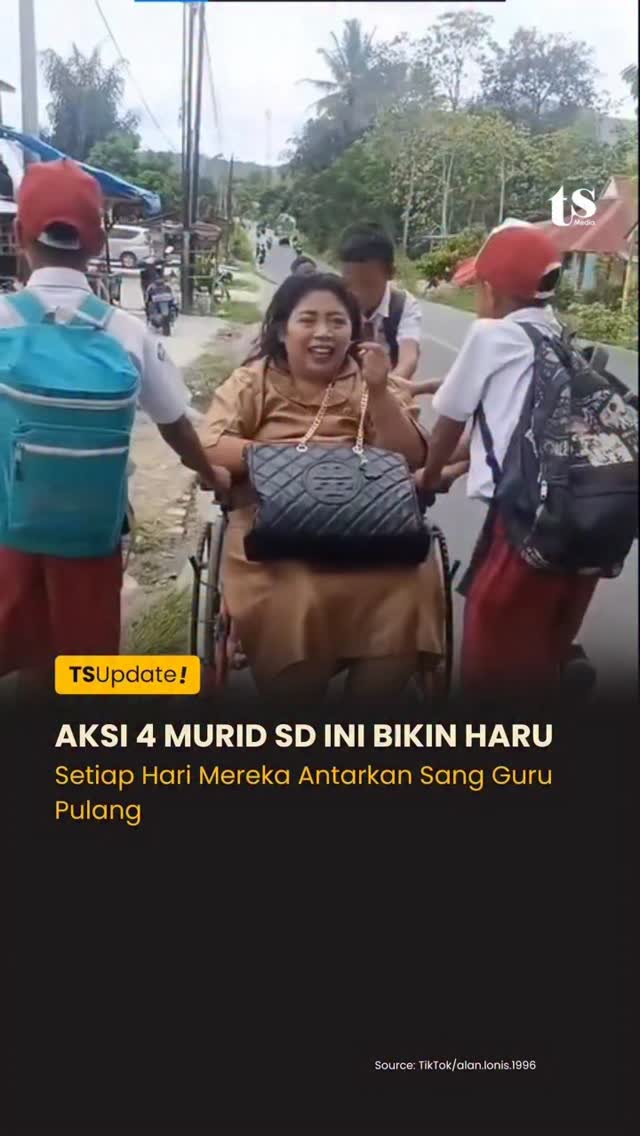 Sebuah video menyentuh hati viral di media sosial. Empat siswa SD ...