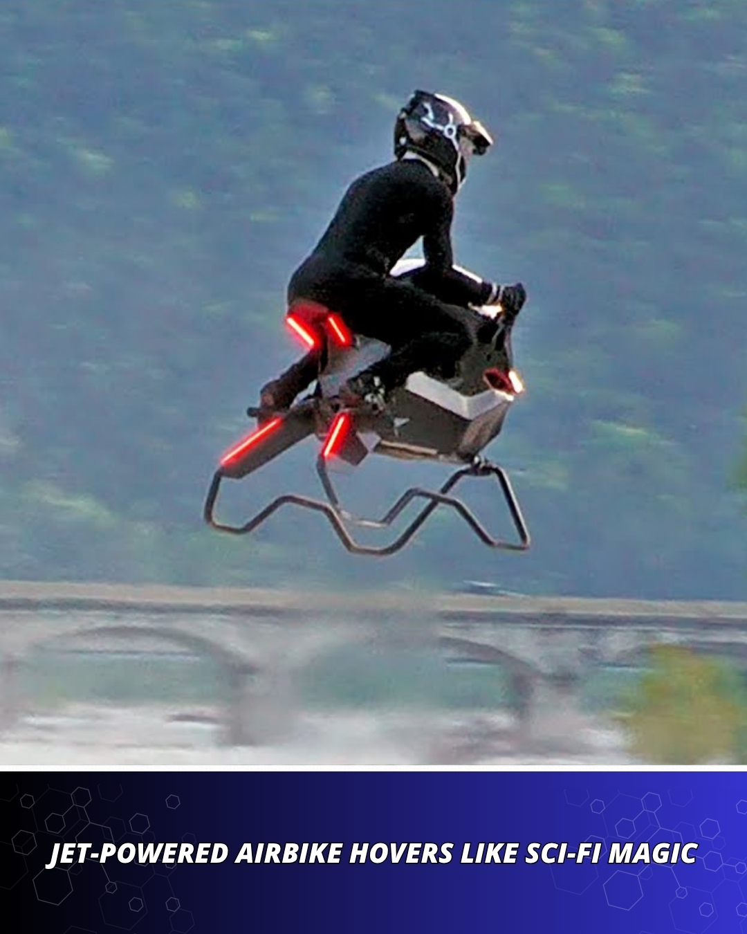 Real-life speeder bike with jet-powered thrust, precision hovering