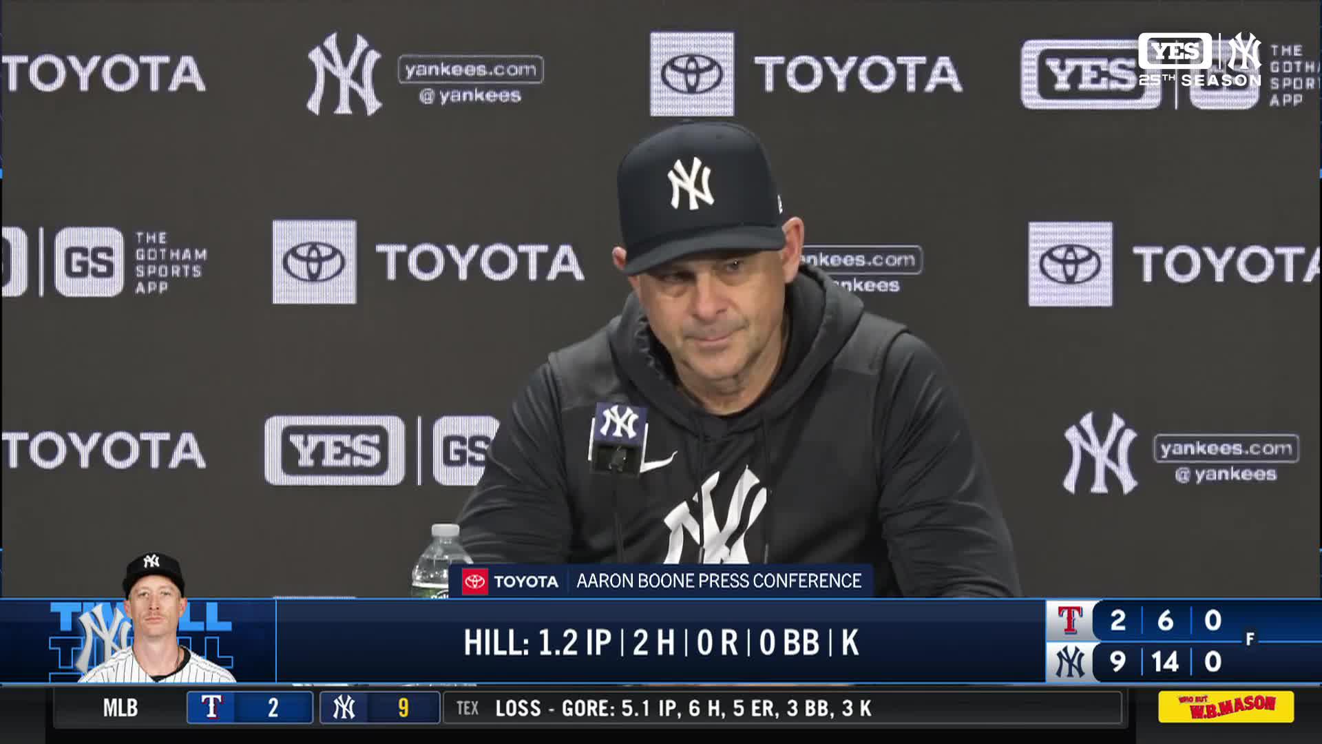 Aaron Boone joins Meredith Marakovits and the media to give an 