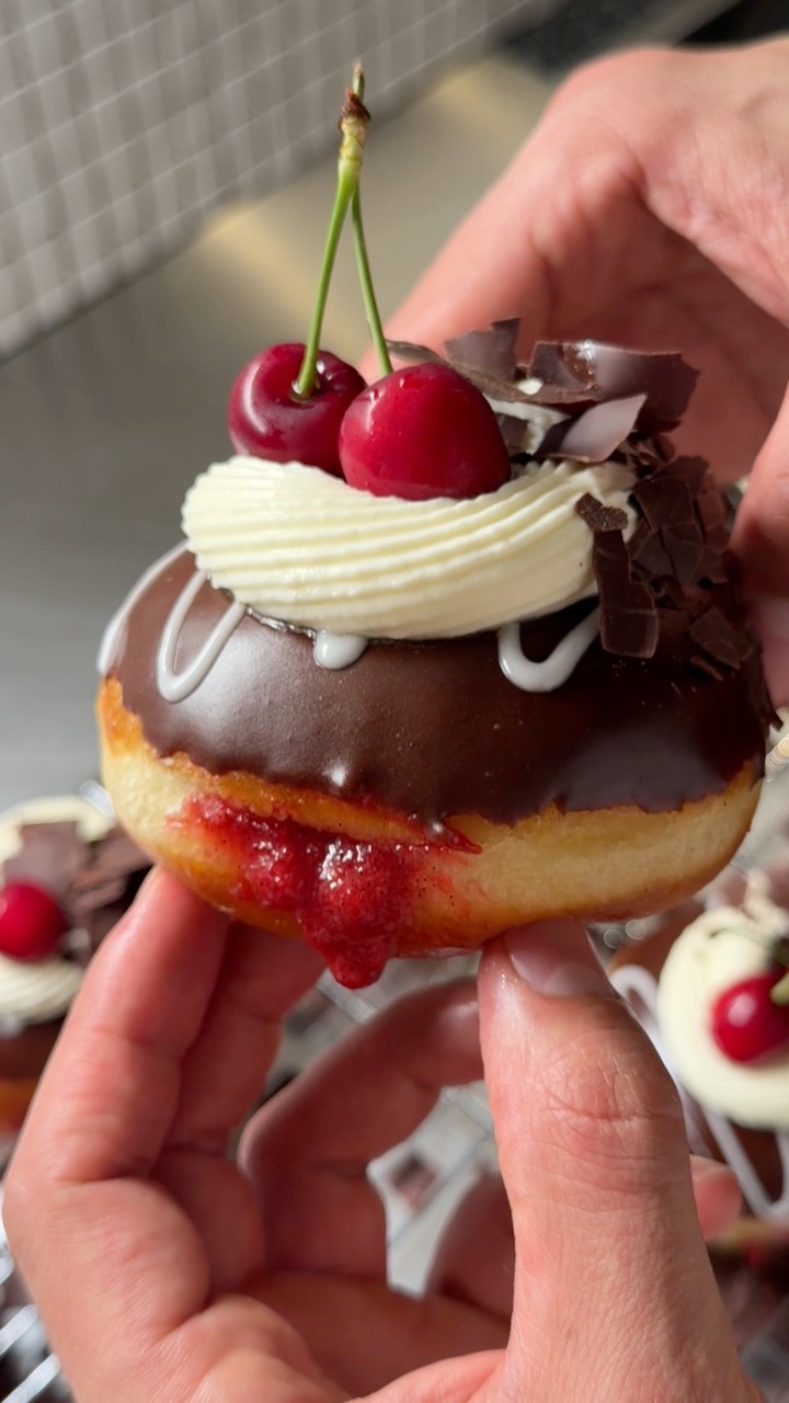 ASMR Black Forest donuts #donuts #blackforest #cherries | Cedrik