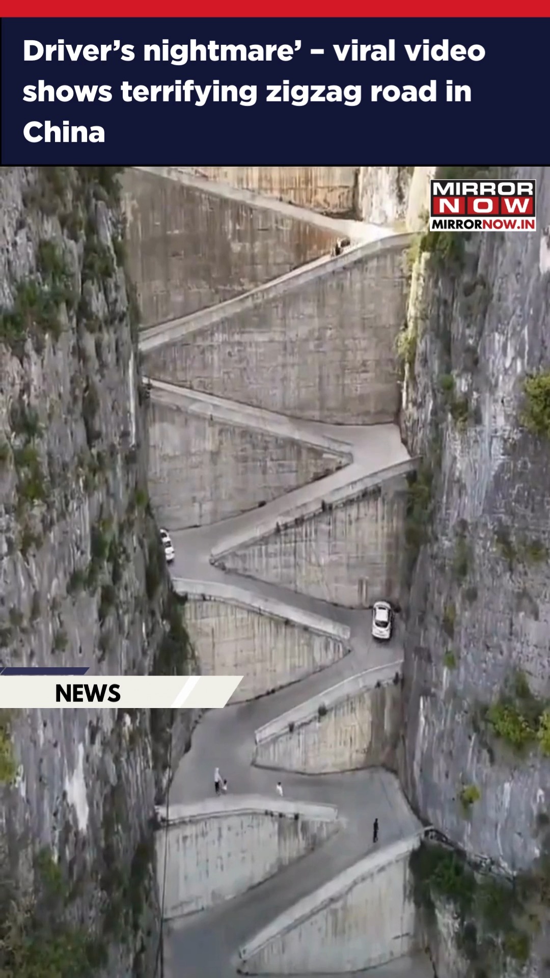 幻の滑走路 A terrifying zigzag road in China's Chongqing, dubbed a “driver's