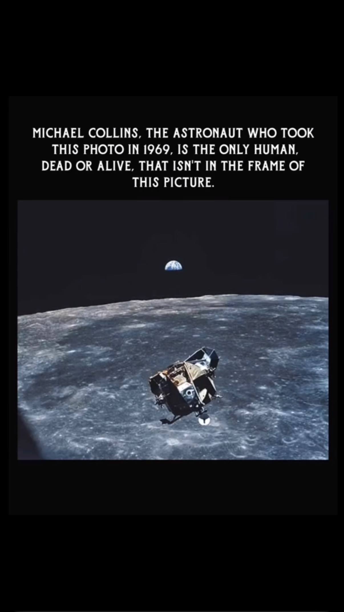 In July 1969, astronaut Michael Collins captured this iconic