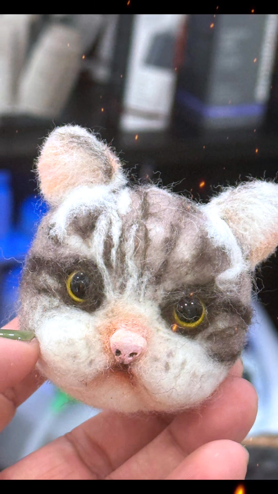 Lucky cat needle felted #羊毛氈戳起來 #羊毛フェルト作品