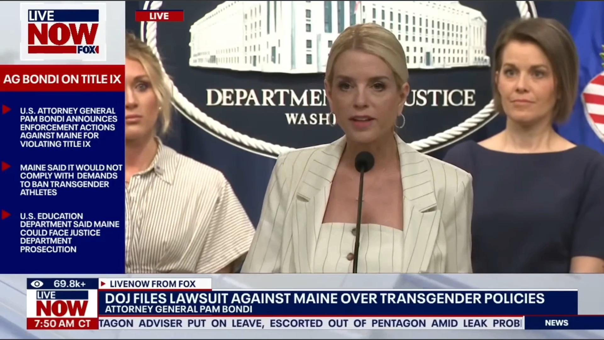 Attorney General Pam Bondi speaks on actions against Maine for ...