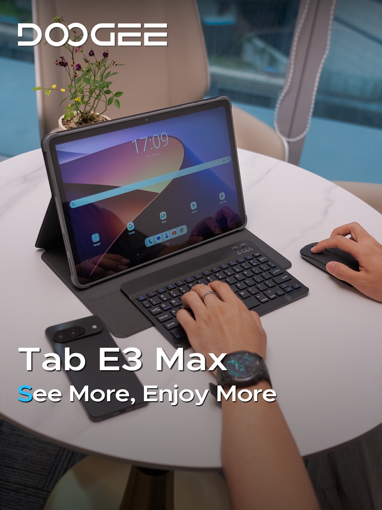 No computer is needed—a tablet is sufficient. Tab E3 Max VIP