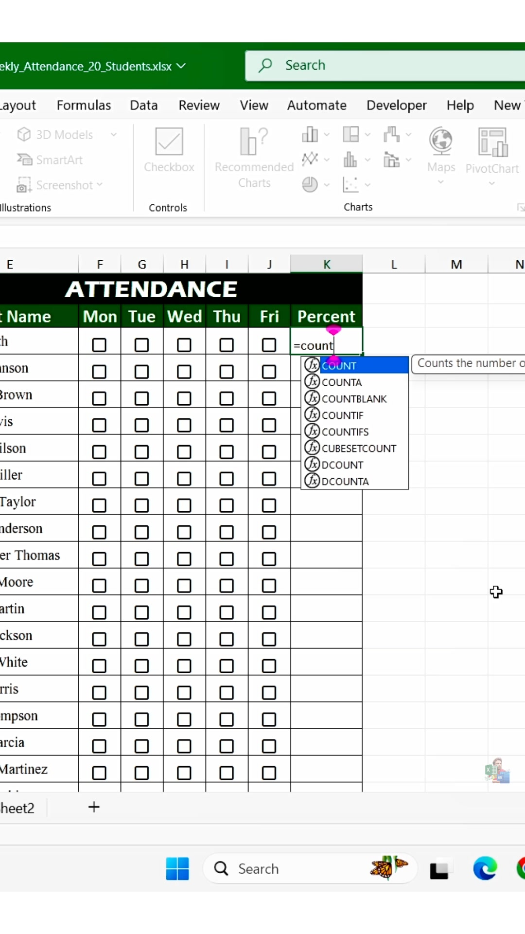 Smart Way to Take Attendance in MS Excel 📊 Checkbox Trick That Saves So ...